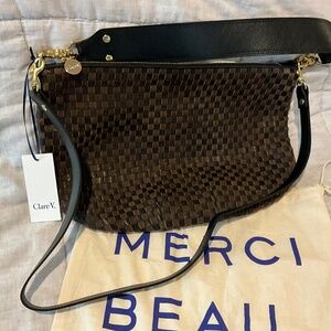 Clare V Woven checkered Moyen Messenger bag